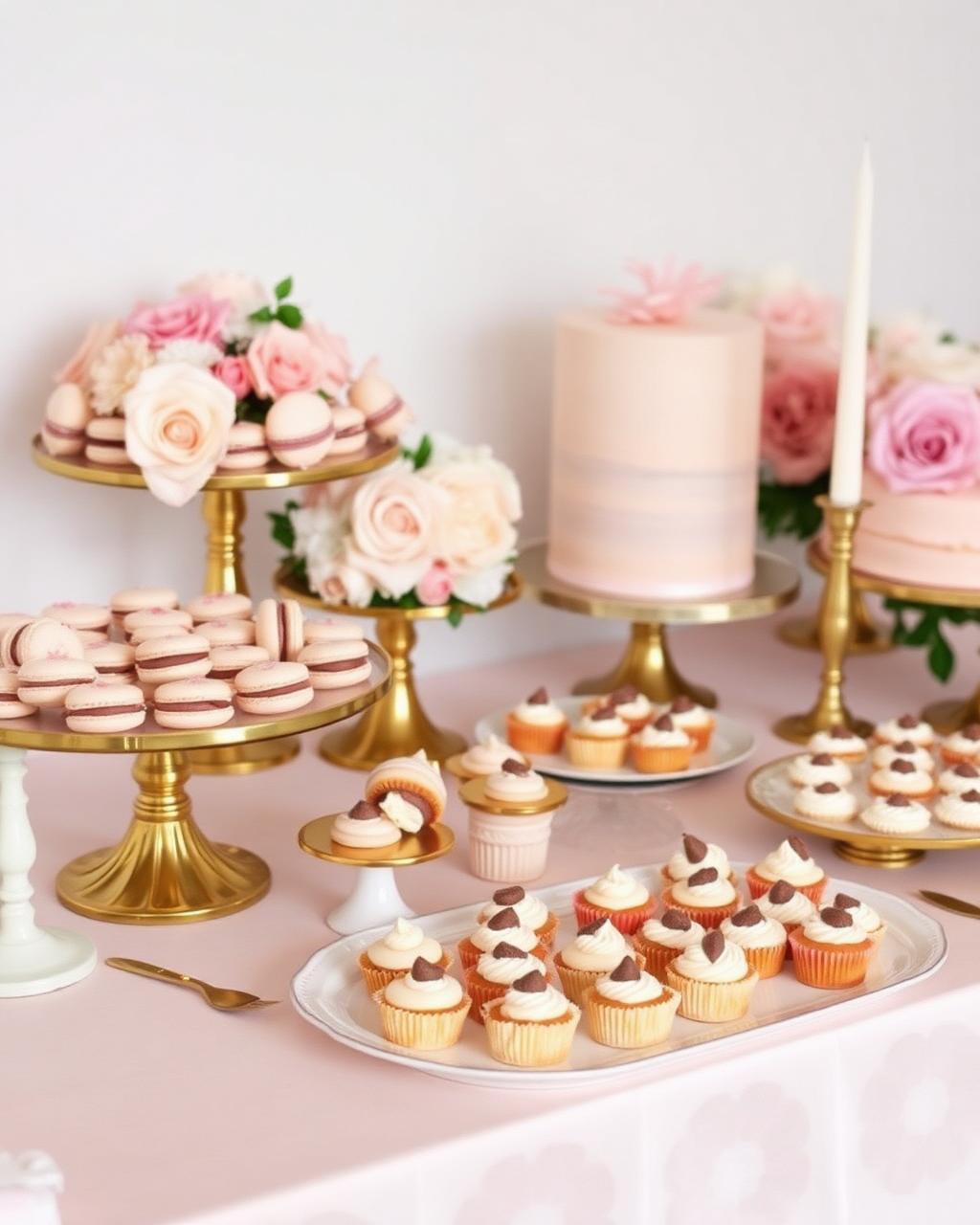 Blush and gold dessert table